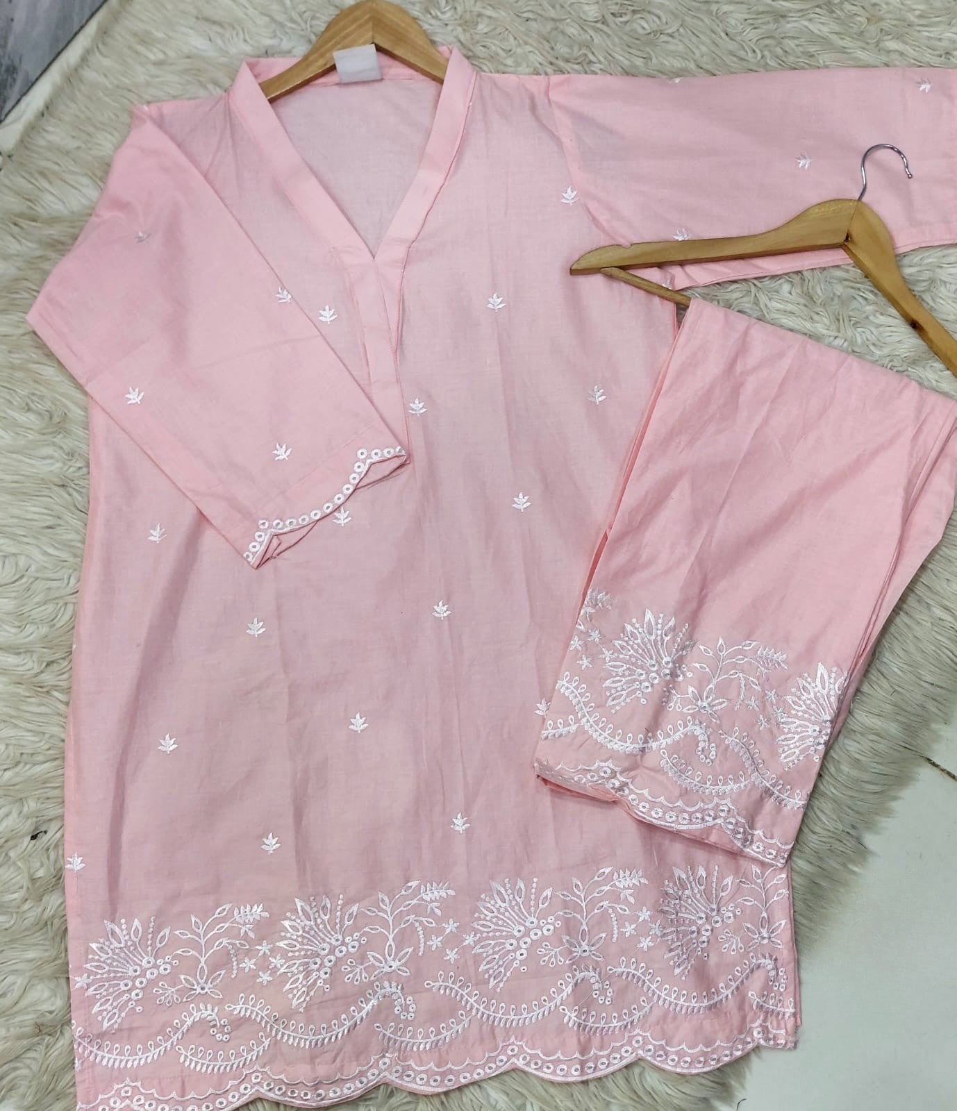 Pink - Peach Blossom – 2-Piece Pure Lawn Chickenkari Suit