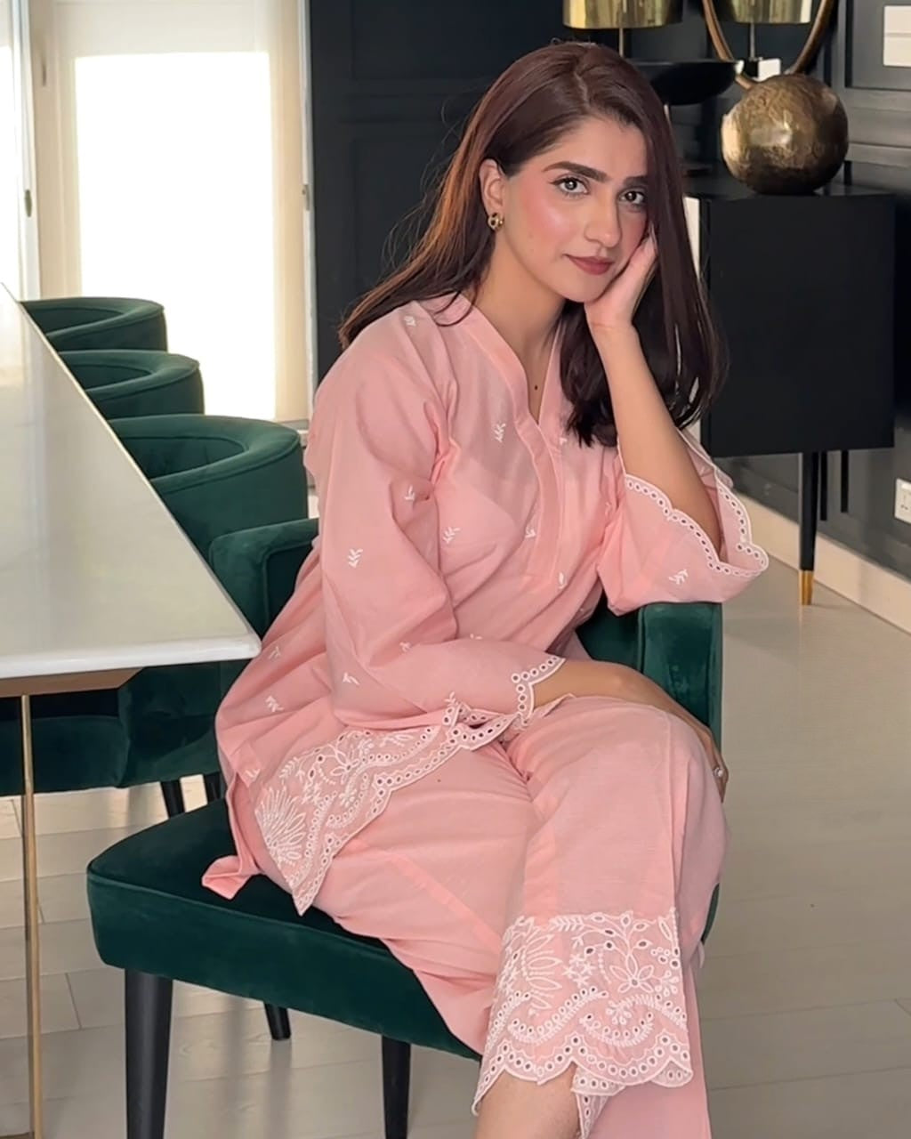 Pink - Peach Blossom – 2-Piece Pure Lawn Chickenkari Suit