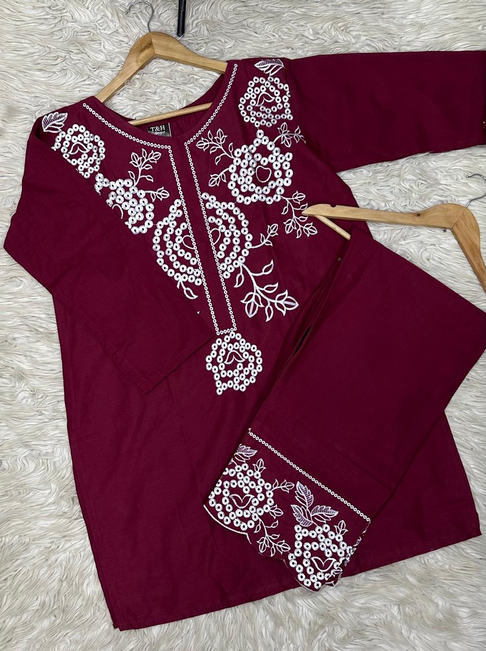Ruby Blossom Embroidered 2 piece Lawn Set